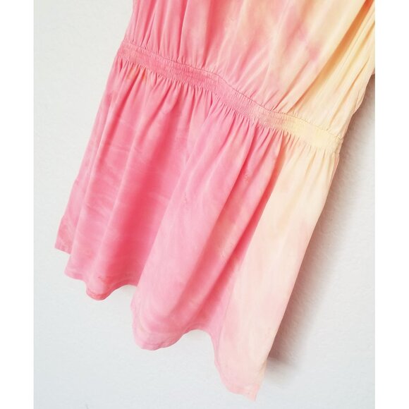 Gypsy 05 100% Silk Flutter Mini Dress Sunset Ombre Fairy Romantic Coquette Beach - Picture 11 of 16